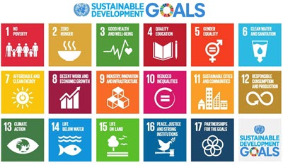 A colorful grid lays out all of the United Nations Sustainable Development goals.